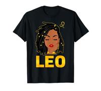 Leo Regina Loc'd Capelli Donna Nera Segno Zodiacale Compleanno Maglietta