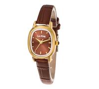 LEO RING Orologio da polso analogico da donna, di lusso, quadrato, cinturino in pelle marrone, piccolo orologio alla moda con cassa oblunga in acciaio inossidabile, include strumento di regolazione