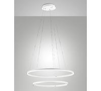 LEO SOSPENSIONE BIANCA 52W 3000K 5320LM 2 CERCHI D.60+40CM DIMMERABILE DALI