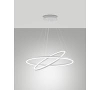 LEO SOSPENSIONE BIANCA 65W 3000K 7050LM D80+60CM 2 CERCHI DIMMERABILE DALI