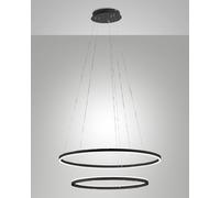 LEO SOSPENSIONE NERA 52W 3000K 5320LM 2 CERCHI D.60+40CM ON/OFF