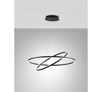 LEO SOSPENSIONE NERA 65W 3000K 7050LM D80+60CM 2 CERCHI DIMMERABILE DALI