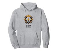 Leo Stagione Zodiaco Leone Geometrico Felpa con Cappuccio, Unisex per Adulti, Grigio Melange, XL