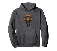 Leo Stagione Zodiaco Leone Geometrico Felpa con Cappuccio, Unisex per Adulti, Grigio Scuro, L