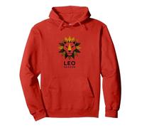 Leo Stagione Zodiaco Leone Geometrico Felpa con Cappuccio, Unisex per Adulti, Rosso, S