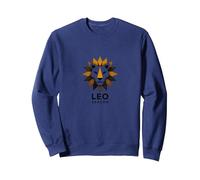 Leo Stagione Zodiaco Leone Geometrico Felpa, Unisex per Adulti, Navy, M
