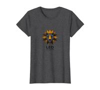 Leo Stagione Zodiaco Leone Geometrico Maglietta, Donna, Grigio Scuro, XS