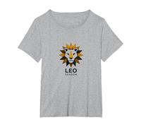 Leo Stagione Zodiaco Leone Geometrico Maglietta, Donna Plus-Size, Grigio Melange, 4X
