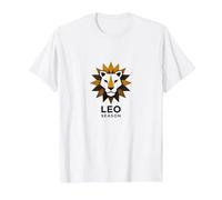Leo Stagione Zodiaco Leone Geometrico Maglietta, Uomo, Bianco, 4XL