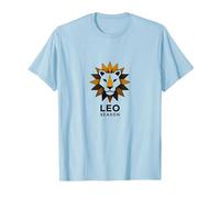 Leo Stagione Zodiaco Leone Geometrico Maglietta, Uomo, Celeste, XXL