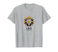 Leo Stagione Zodiaco Leone Geometrico Maglietta, Uomo, Grigio Melange, L