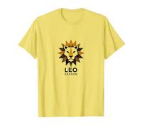 Leo Stagione Zodiaco Leone Geometrico Maglietta, Uomo, Limone, XL