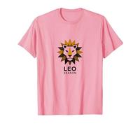 Leo Stagione Zodiaco Leone Geometrico Maglietta, Uomo, Rosa, M