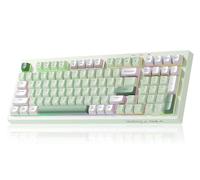 LEOBOG Aula - Tastiera da gioco wireless, color crema, tastiera Bluetooth per computer, sensazione meccanica, full size, con tastierino numerico retroilluminato RGB Tri-Mode BT/2,4 GHz/USB-C, verde