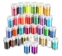 LEOBRO Polvere glitter fine - Glitter extra fine per decorazioni natalizie, resina epossidica, body nail art, progetti fai da te, decorazioni per matrimoni, 32 colori