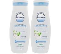 Leocrema - Crema Corpo Idratante, con Aloe Vera, Acido Ialuronico ed Hydra 3 Skin Serum, Idratazione per 72 ore, a Rapido Assorbimento, 400ml (Confezione da 2)