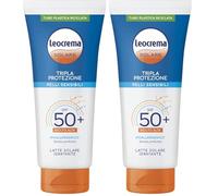 Leocrema - Crema Solare SPF 50+, per Pelli Sensibili, Tripla Protezione dai raggi solari, Senza Profumo, Resistente all'Acqua, 200 ml (Confezione da 2)