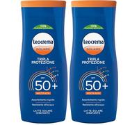 Leocrema - Crema Solare SPF 50+, Tripla Protezione dai raggi solari, Formula Idratante e Resistente all'Acqua, 200ml (Confezione da 2)
