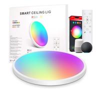 LEOEU Lampada da soffitto RGBIC Smart, 24 W, Ø 30 cm, dimmerabile, lampada da soffitto a LED con telecomando, lampada da soffitto a LED con 16 milioni di colori fai da te, compatibile con Amazon Alexa