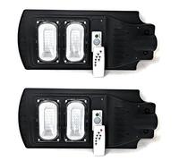 LEOFLA 2 X Lampione Stradale A Led 60W Con Pannello Solare Crepuscolare E Telecomando