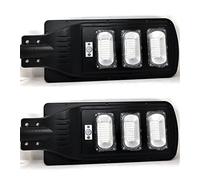 LEOFLA 2 X Lampione Stradale A Led 90W Con Pannello Solare Crepuscolare E Telecomando