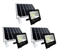 LEOFLA 3 X Faretto A Led Da 100W Luce Bianca Con Pannello Solare Sensore E Telecomando