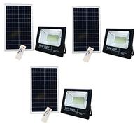 LEOFLA 3 X Faro A Led Da 200W SMD Luce Bianca Con Pannello Solare Sensore E Telecomando
