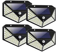 LEOFLA 4 Faretti Da Esterno Ad Energia Solare Con 100 Led Con Sensore Di Movimento