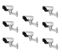 LEOFLA 8 Telecamere di Sorveglianza Finte da Esterno Luce LED Lampeggiante Infrarossi