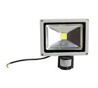 LeoFla Faro A LED 50 W Luce Bianca Fredda con Sensore di Movimento Crepuscolare IP65, Variabile, Media