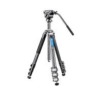 Leofoto LV-284C Treppiede in fibra di carbonio a 4 sezioni con kit testa video fluido BV-5 Manba Serie LV Sistemi di testa video (LV-284C+BV-5 Kit)