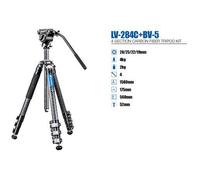 Leofoto LV-284C Treppiede in fibra di carbonio a 4 sezioni con kit testa video fluido BV-5 Manba Serie LV Sistemi di testa video (LV-284C+BV-5 Kit)
