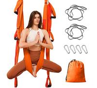 Leogreen Amaca Yoga, Antigravity Yoga Amacadi Yoga Amaca per Pilates, Taffettà di Nylon, Carico massimo 300 kg (Arancio e Rosso)
