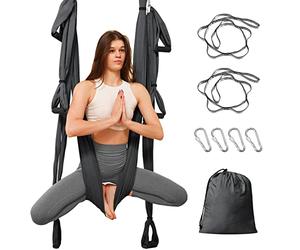 Leogreen Amaca da Yoga Aereo con Kit di Fissaggio Grigio scuro