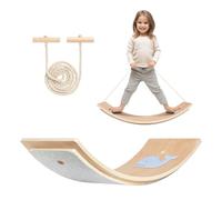 Leogreen Balance Board per bambini 80 x 30 cm,Legno Tavola Equilibrio Montessoriana per Bambini con protezione delle dita, Wobbel Board in legno di per bambini con corda/antiscivolo/feltro