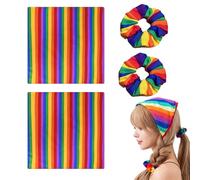 LEOINAER Set di Accessori Pride Arcobaleno, 4 Pezzi, 2 Bandane e 2 Fasce per Capelli, Ideale per Eventi LGBTQ+ Come Christopher Street Day, per Tutti i Generi e Le età