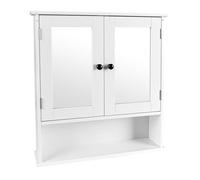 leomark Armadietto da parete in stile provenzale, bianco, con anta apribile, Mobilecon specchio serie Meghan per Cucina Bagno oppure Camera da letto Elegante Dimensioni: 58 x 55,5 x 12,5 cm