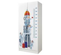 leomark armadio bianco 70 x 42,5 x 161,5 cm alla stanza del bambino, capiente e funzionale armadio in legno con ante, solido appendiabiti, mobili per bambini, Eazzo spaziale