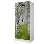 leomark armadio bianco 70 x 42,5 x 161,5 cm alla stanza del bambino, capiente e funzionale armadio in legno con ante, solido appendiabiti, mobili per bambini, Betulle