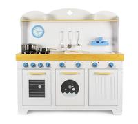 Leomark Cucina in legno Eccellente Saint-Tropez con pentole in metallo Set completo per piccoli Masterchef Bianco-Blu Ideale gioco per avventure culinarie creative giocattolo per bambini Dim107x106x32