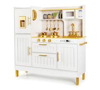 Leomark Cucina in legno per bambini GOLD - cucina giocattolo con accessori, gioco e divertimento in uno, Dimensioni: 98,5 x 98 x 30 cm.