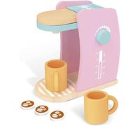Leomark Macchina da caffè in legno, Caffettiera per bambini in colore pastello, due tazzine da caffè, un set di capsule, divertimento in cucina,