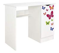 leomark scrivania per bambini in legno 90cm x 50cm x 77cm (LxPxA), set di mobili per computer, scrittoio stile moderno, tavolo per imparare e giocare, mobili per la camera dei bambini, Farfalle