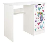 leomark scrivania per bambini in legno 90cm x 50cm x 77cm (LxPxA), set di mobili per computer, scrittoio stile moderno, tavolo per imparare e giocare, mobili per la camera dei bambini, Unicorno