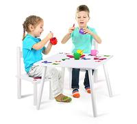leomark tavolo e 2 sedie in legno - Farfalle - set da cameretta per bambini, gioco di gruppo in classe, mobili Multicolore, stanza dei bambini, Dim: Altezza: 42 cm