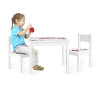 leomark tavolo e 2 sedie in legno per bambini 60x60x49 cm, stabile set per camera dei bambini, sala comune, scuola materna, asilo nido, mobili per bambini, Yeti colore FARFALLE