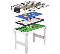 Leomark tavolo multigioco 4 in 1 per la casa e scuola, dim. 118cm x 61cm x 82cm (LxPxA) con biliardo pool, hockey, ping pong e calcetto balilla, tavolo da gioco per adulti e bambino
