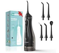 Leominor, idropulsore per denti, irrigatore orale portatile da 300 ml, serbatoio rimovibile, impermeabile IPX7, ricaricabile, da viaggio, macchina professionale per filo interdentale (nero)