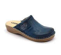 LEON 360 Sandali Zoccoli Sabot Pantofole Scarpe Pelle Donna, Blu, EU 42