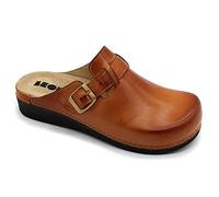 LEON 5000 Zoccoli Sabot Pantofole Scarpe di Pelle, Donna, Marrone, EU 41
